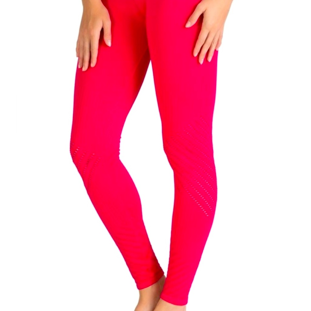 NWT RYKA HOT PINK XL FULL LENGTH LEGGINGS WITH CUTE PERFORATED ACCENTS